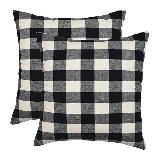 WFLOSUNVE Buffalo Check Throw Pillow Cover, 100% Cotton Decorative Plaid Pillow Case Cushion Cove... | Amazon (US)