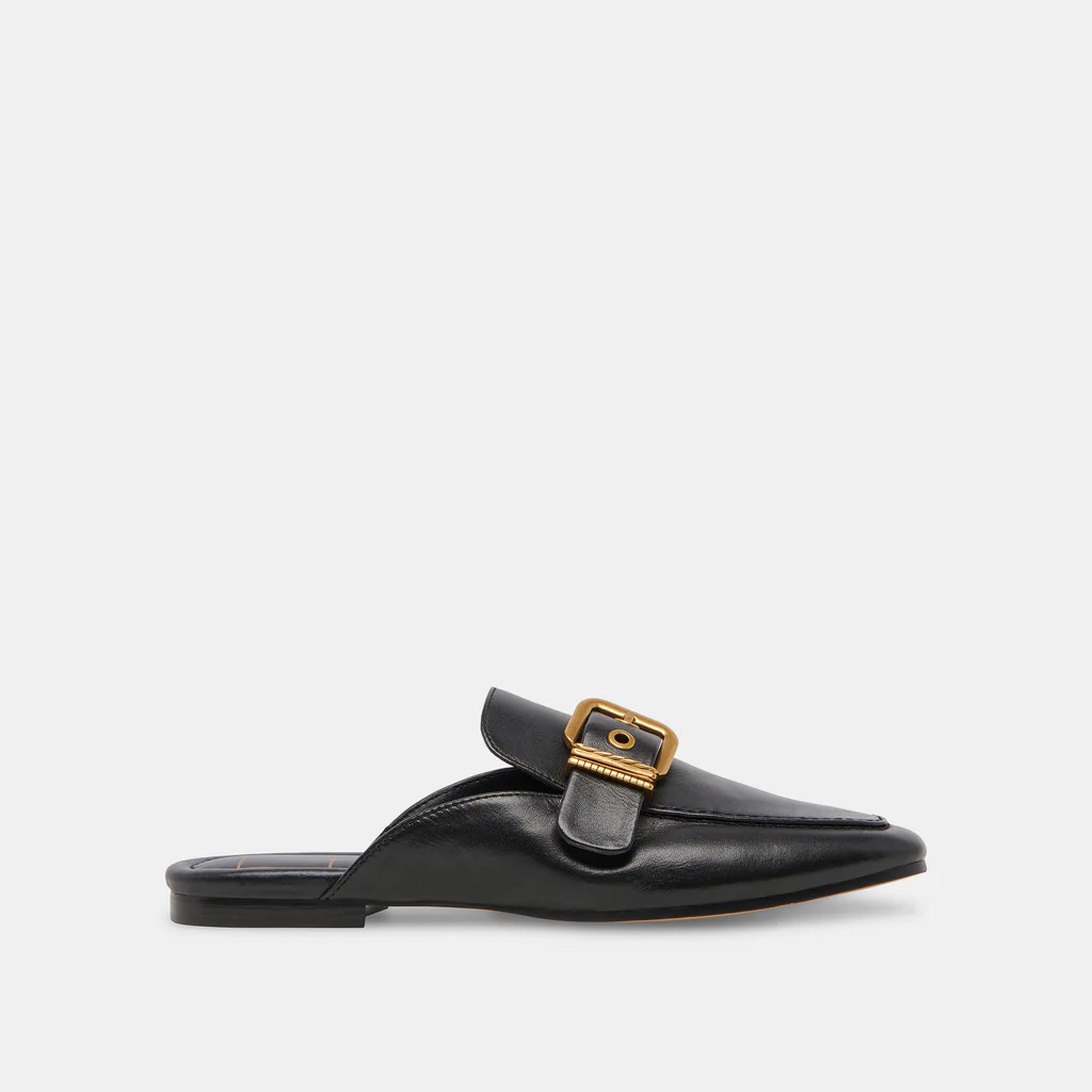 SANTEL FLATS BLACK LEATHER | DolceVita.com