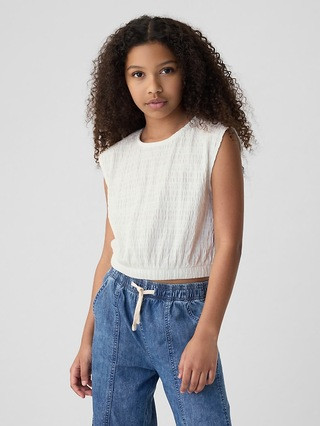Kids Smocked Cropped Muscle Tank Top | Gap (US)