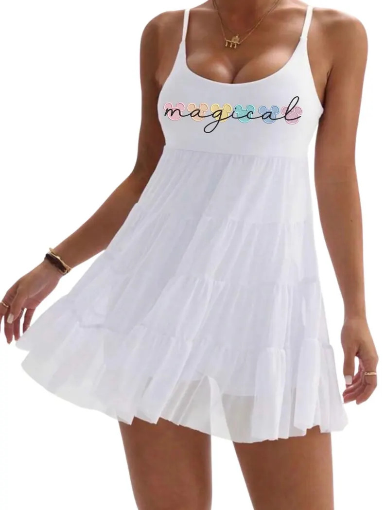 White Pastel Magical Disney flowy Tennis Dress, Disney Outfit For Women, Mickey Pastels | Etsy (Global)