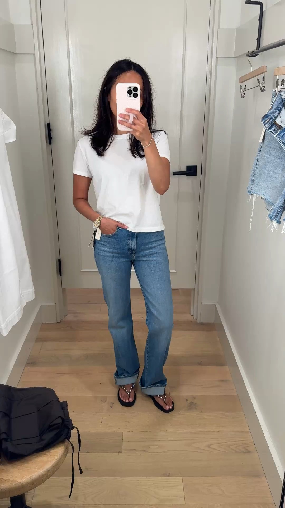 Mother jeans on sale and additional 50% off. True to size. High waisted, slim straight. I like the cuffed look and will wear them this way, but they would otherwise be long for me with flats at 5’4

#LTKOver40