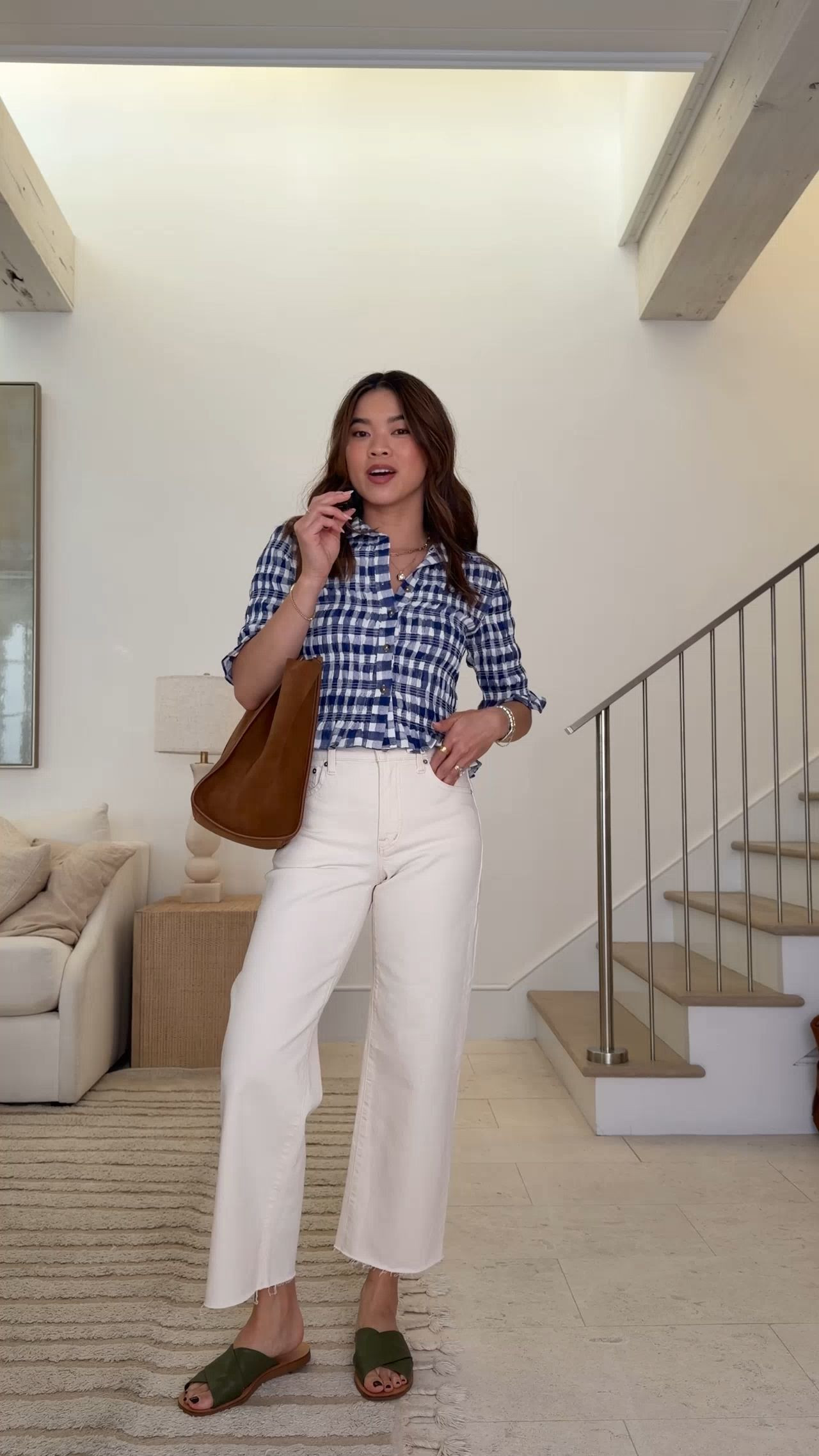 Sizing info: 
top size XS
jeans size 24 petite in Vintage CanvasComfort Stretch

petite fashion, get dressed with me, outfit inspiration, ootd, nashville outfit, Nashville influencer, petite style, vacation style, casual outfits, mom style, petite pants, spring outfits, spring outfit info, spring pants, spring outfit idea, spring top, spring bag, spring gingham, spring shoes, striped top, spring jeans, white jeans, sandals 

 @Anthropologie @Madewell 

#LTKootd #LTKSeasonal #LTKmomlife