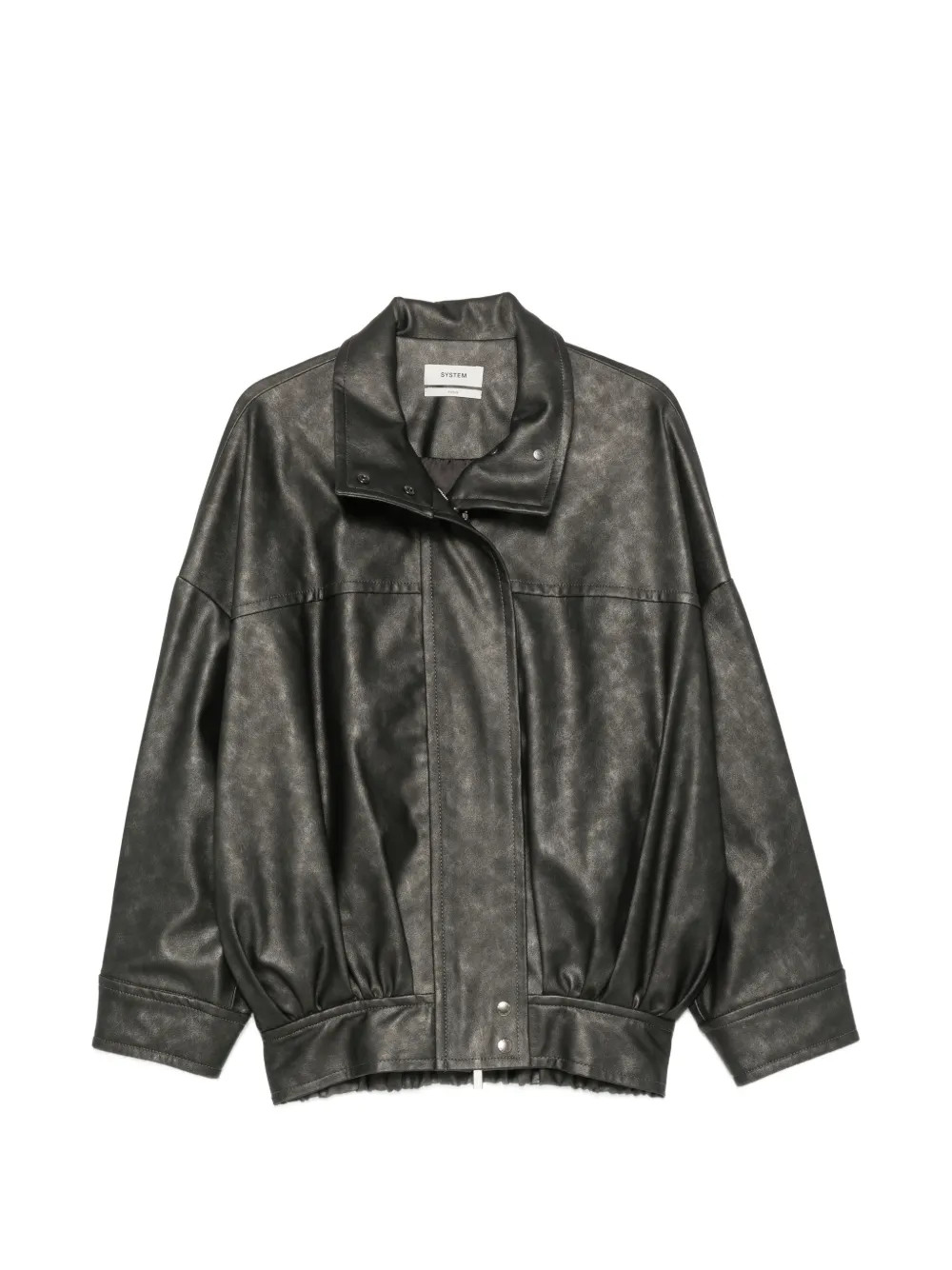 System panelled high-neck biker jacket - Grey | Farfetch Global