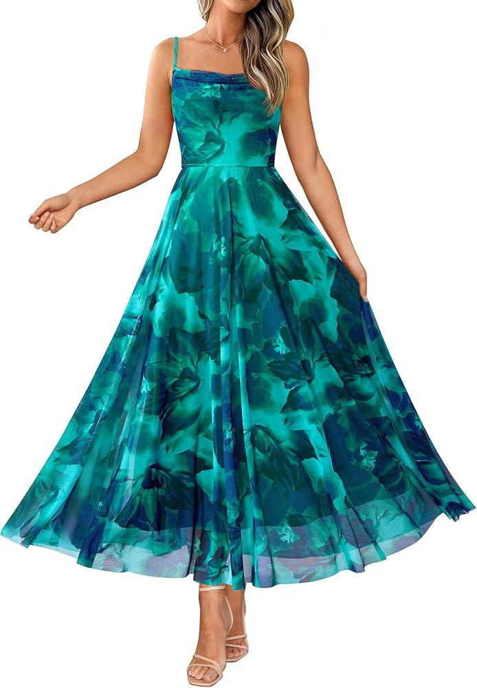 BTFBM Women Summer Floral Maxi Dresses Elegant Spaghetti Strap Dress Printed Party Dress Beach Lo... | Amazon (US)