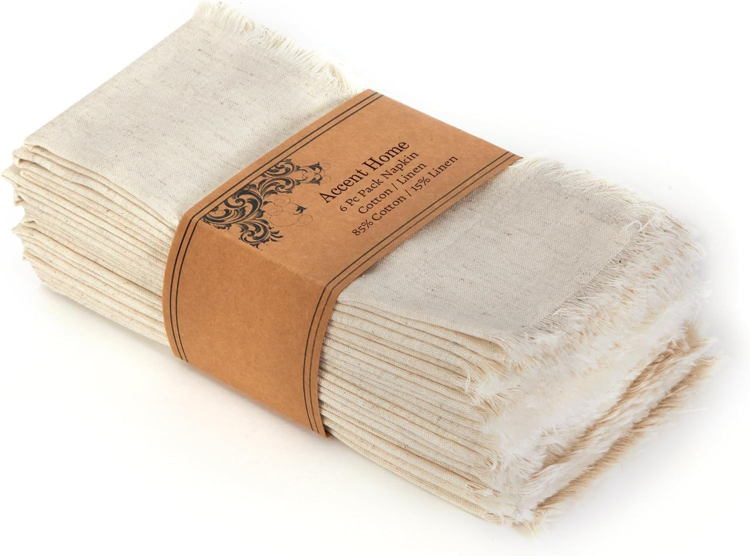 Accent Home Natural Linen Cloth Napkins, Set of 6, 18x18 Inches | Amazon (US)