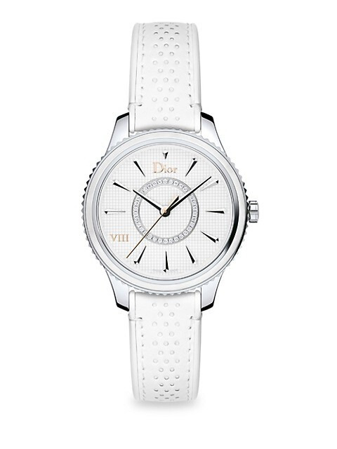 Dior VIII Montaigne Stainless Steel Leather Strap Watch | Saks Fifth Avenue