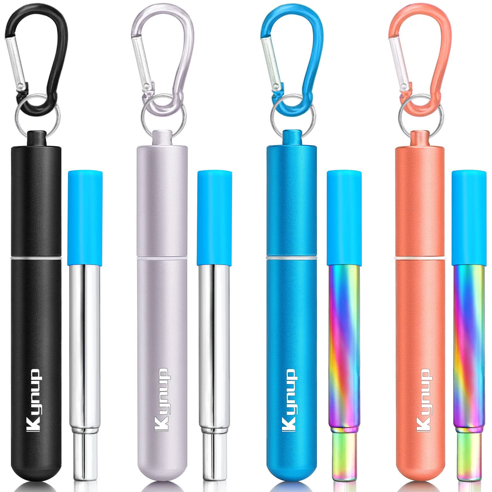 Kynup Reusable Metal Straws (4Packs), Collapsible Travel Drinking Straws with Cases, Cruise Ship ... | Amazon (US)