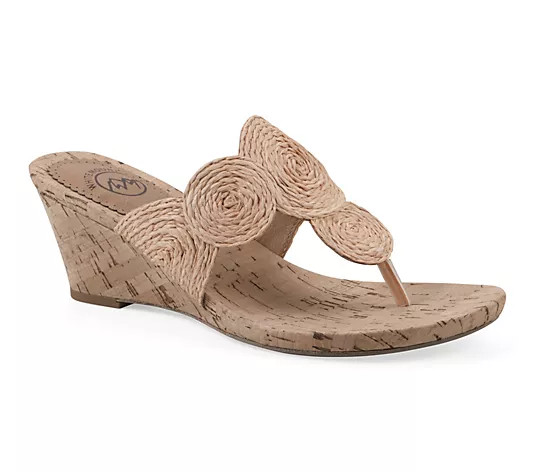 White Mountain Heeled Thong Sandals - Affogato - QVC.com | QVC