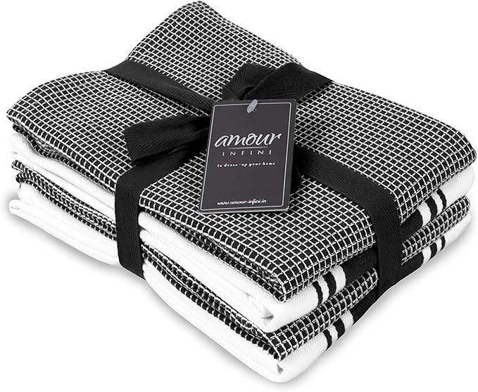AMOUR INFINI Cotton Kitchen Towels - Set of 4 Highly Absorbent, Ultra Soft Waffle Weave Tea Towel... | Amazon (US)