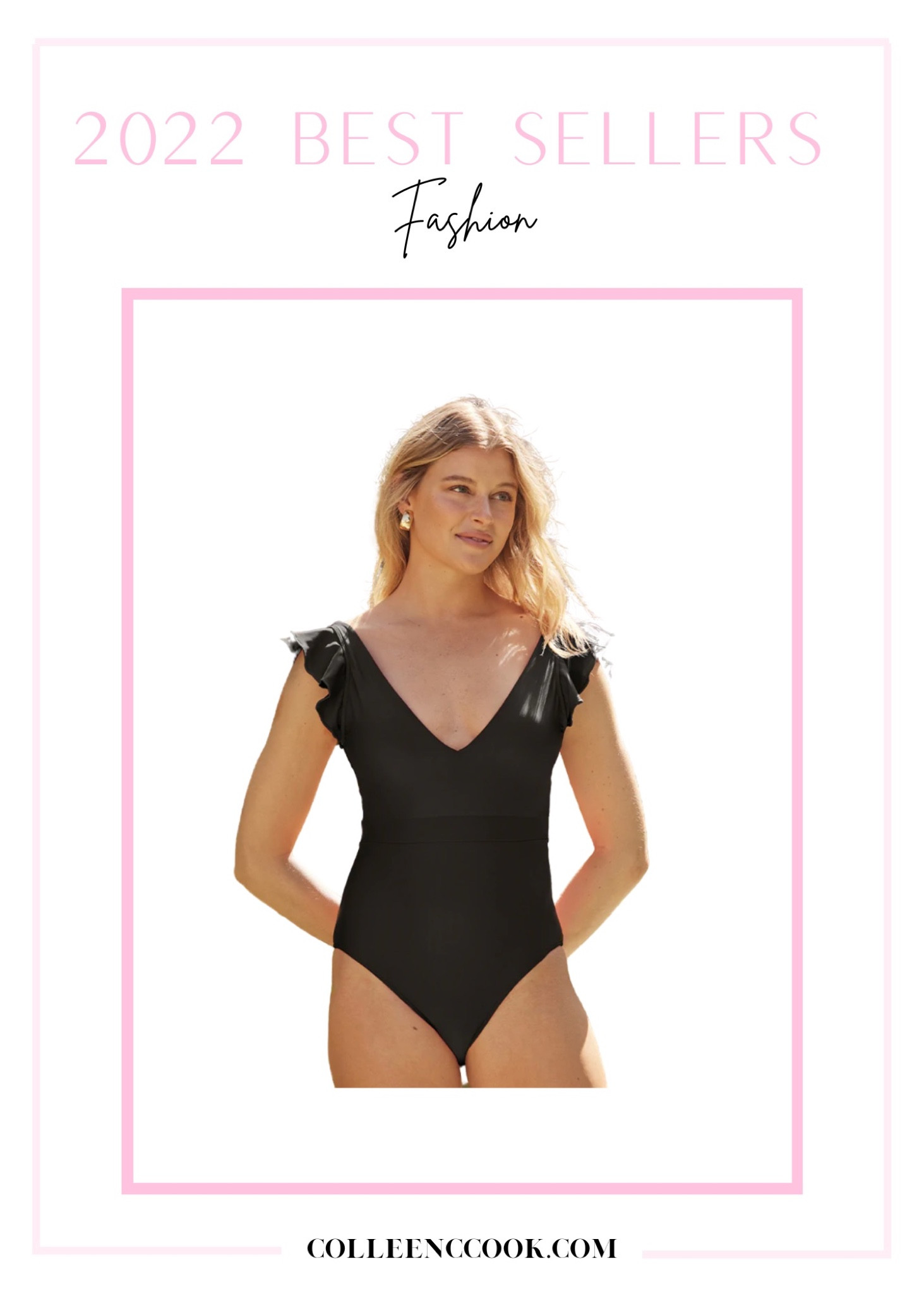 Black ruffle one piece swimsuit 