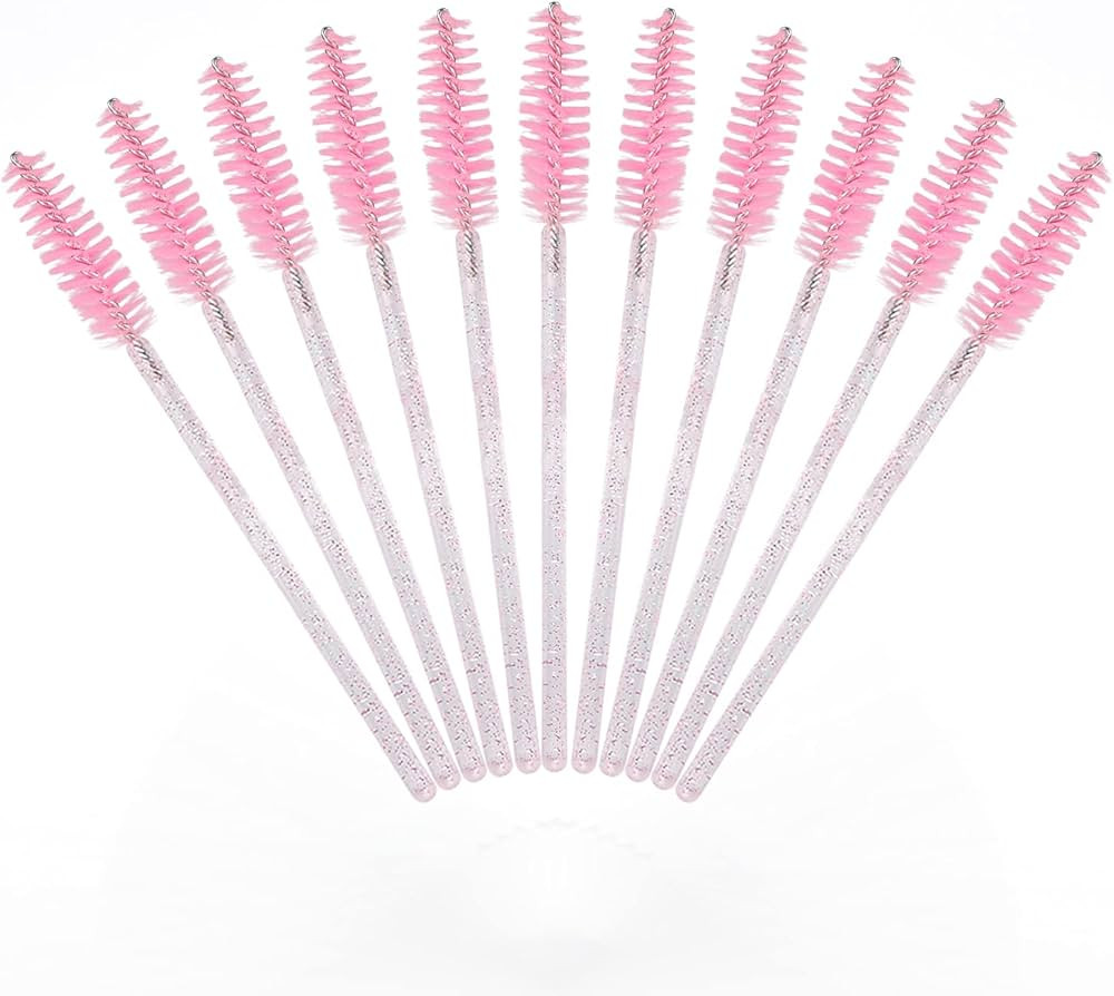 200PCS Mascara Wands, Crystal Pink Eyelash Spoolies, Bendable and Lightweight Mascara Brushes for... | Amazon (US)