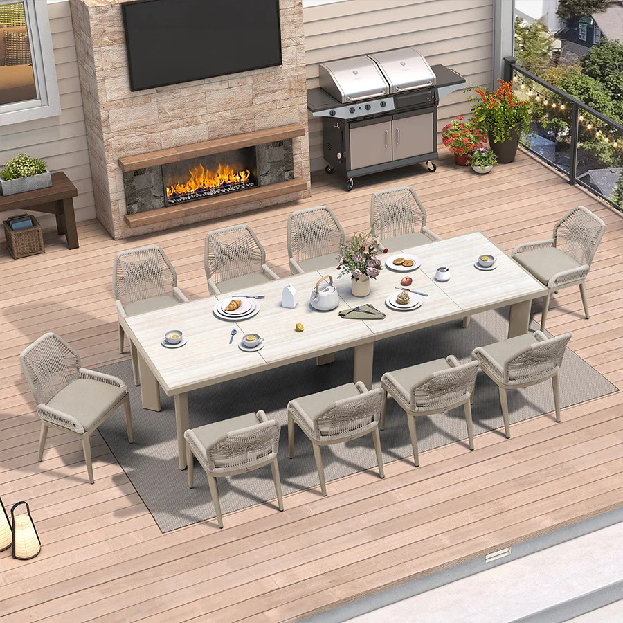 PURPLE LEAF 7/9/11 Pieces Patio Dining Set with Sunbrella Cushions All-Weather Wicker Patio Table... | Purple Leaf