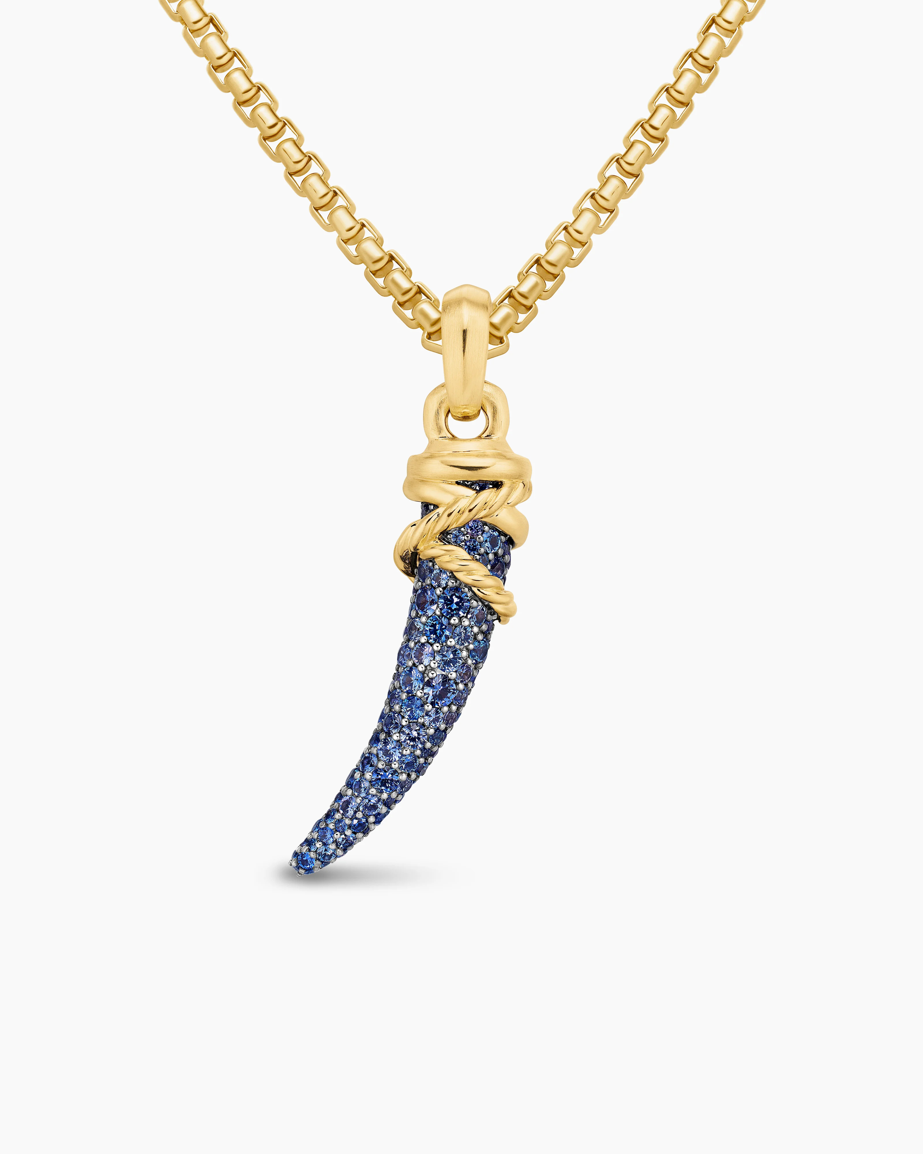 David Yurman | Tusk Amulet with Pavé Blue and Violet Sapphires and 18K Yellow Gold, 29mm | David Yurman