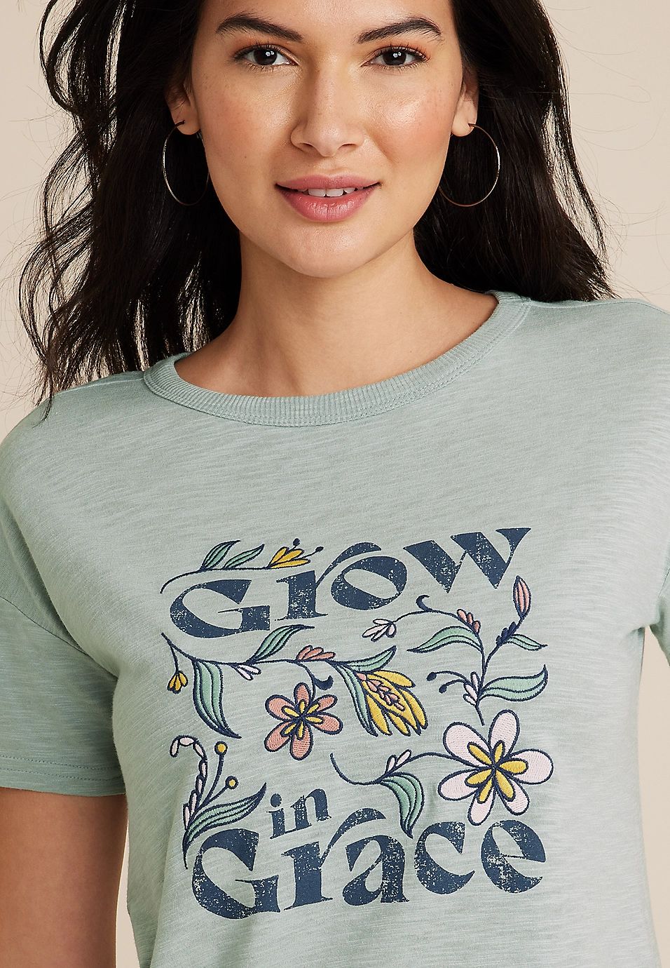 Grow In Grace Embroidered Floral Graphic Tee | Maurices