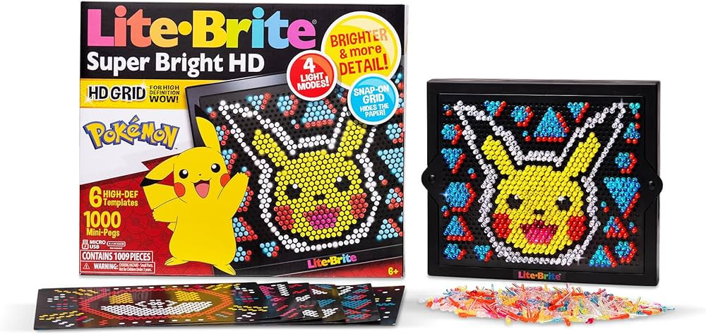 Lite Brite Super Bright HD, Pokemon Edition - Creative Retro Light-Up Screen – Educational Play... | Amazon (US)