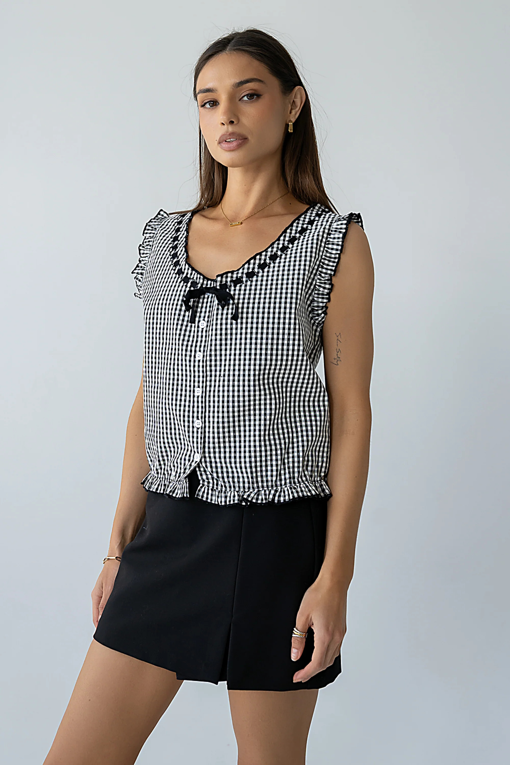 Calvin Gingham Tank in Black | Böhme US