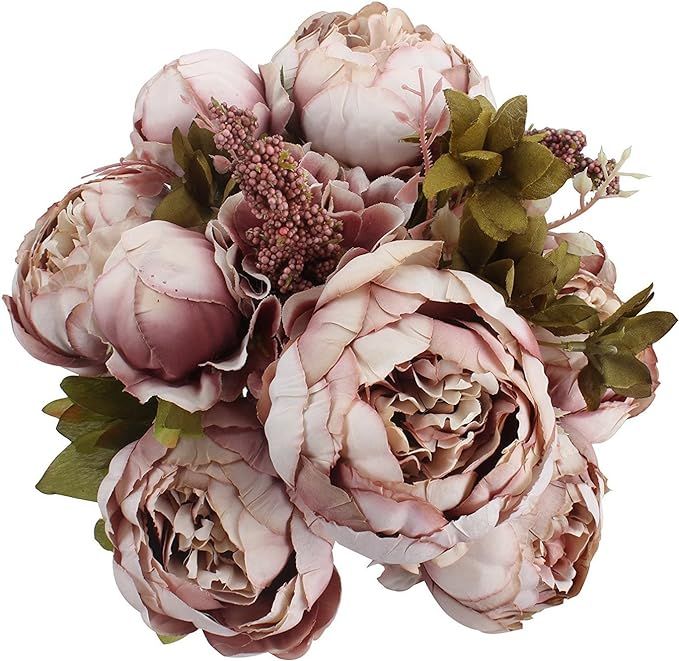 Duovlo Fake Flowers Vintage Artificial Peony Silk Flowers Wedding Home Decoration,Pack of 1 (Swee... | Amazon (US)