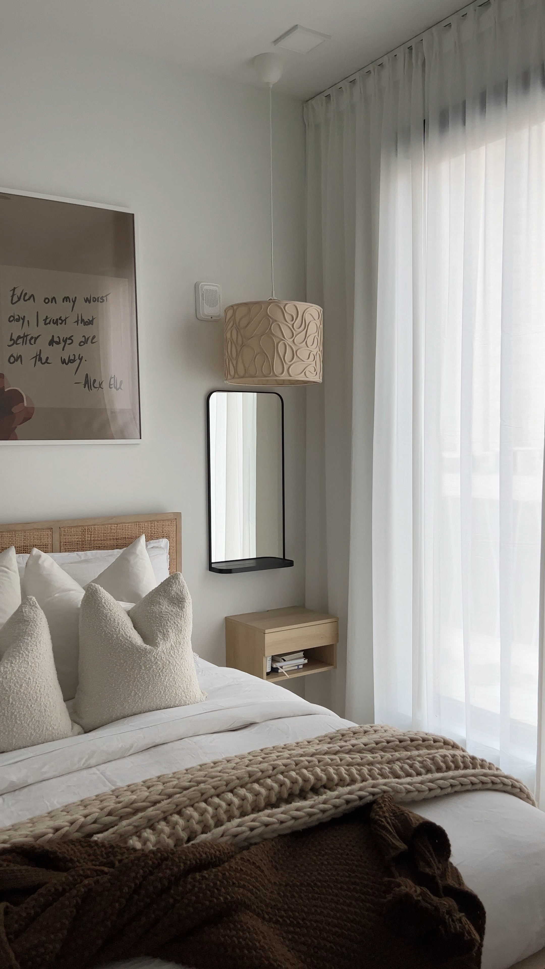 almost finished achieving my cozy, neutral bedroom aesthetic. it’s all coming along together so beautifully 

wall mounted mirrors with shelves are the IKEA Lindbyn mirrors 

wall art is from @smard.art


#LTKhome
