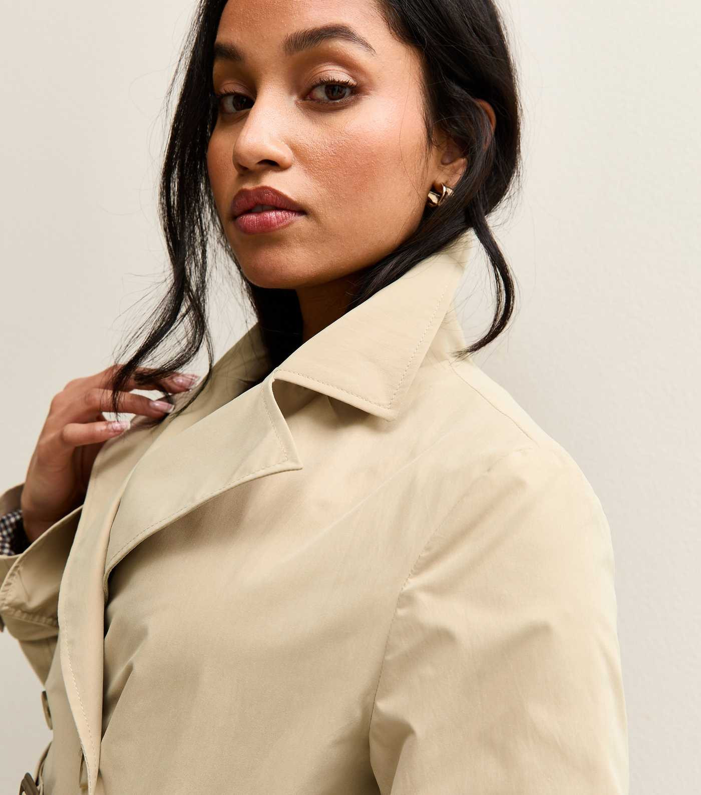 Petite Stone Double Breasted Belted Mac Coat | New Look | New Look (UK)
