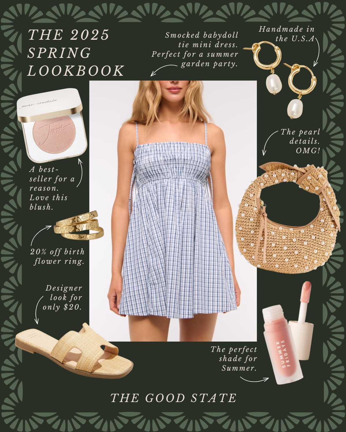 For all the Farmers Market girlies living their best life as the golden morning sunshine warms their face and a cool Spring breeze blows through their hair. For the ones with a market tote overflowing with fresh flowers and their hands full with a coffee and buttery croissant. For the ladies who love all things gingham, their trusty ball cap and the ease of a Springtime dress. This is for the girlies who wake up early for the market and may or may not take a little mid-day nap afterwards…followed by a picnic with all their market goodies and closest girlies of course. This collection is for you🍓🧺🫶🏼 Anthropologie , Anthro, Amazon, Quince, mini dress, maxi dress denim jacket, chore coat, earring, socks, beauty, sunglasses, spring outfit, spring fashion, tote bag, purse, woven purse, spring break, bandanna, scarf, quilted jacket, the good state, Lauren England, gola sneakers, clutch vacation outfit, hoop, earrings, American Eagle, target target fashion, target style sneakers, veja, mini dress, floral dress, wedding guest, dress, vacation, outfit, ootd, butter yellow, farmers market, dillards, nordstrom, travel outfit, spring fashion, gap, old navy, wedding guest dress, wedding guest, summer outfit 

#LTKSaleAlert #LTKFindsUnder50 #LTKSummerEdit #LTKStyleTip