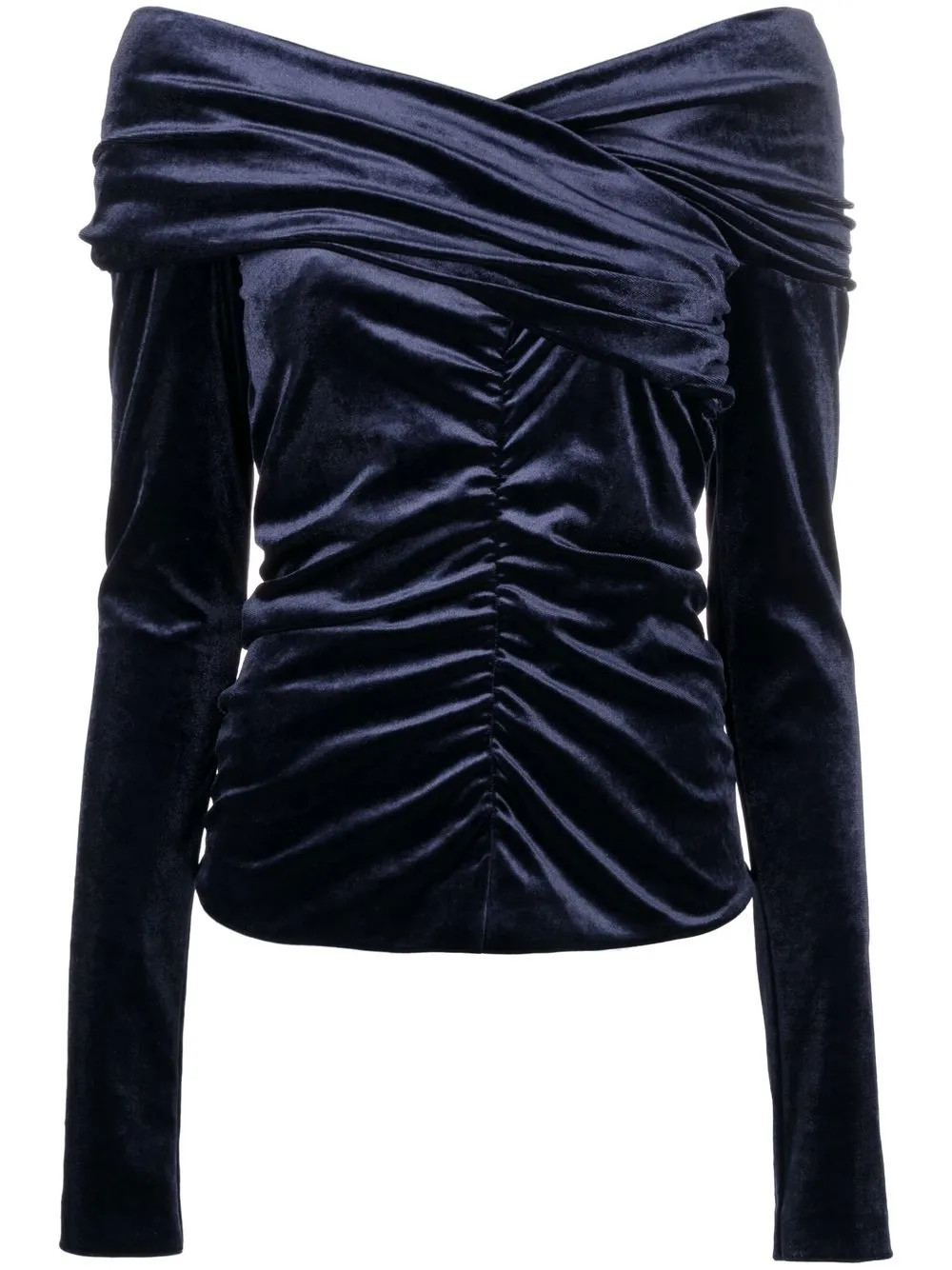 Philosophy Di Lorenzo Serafini Ruched off-shoulder Velvet Top - Farfetch | Farfetch Global