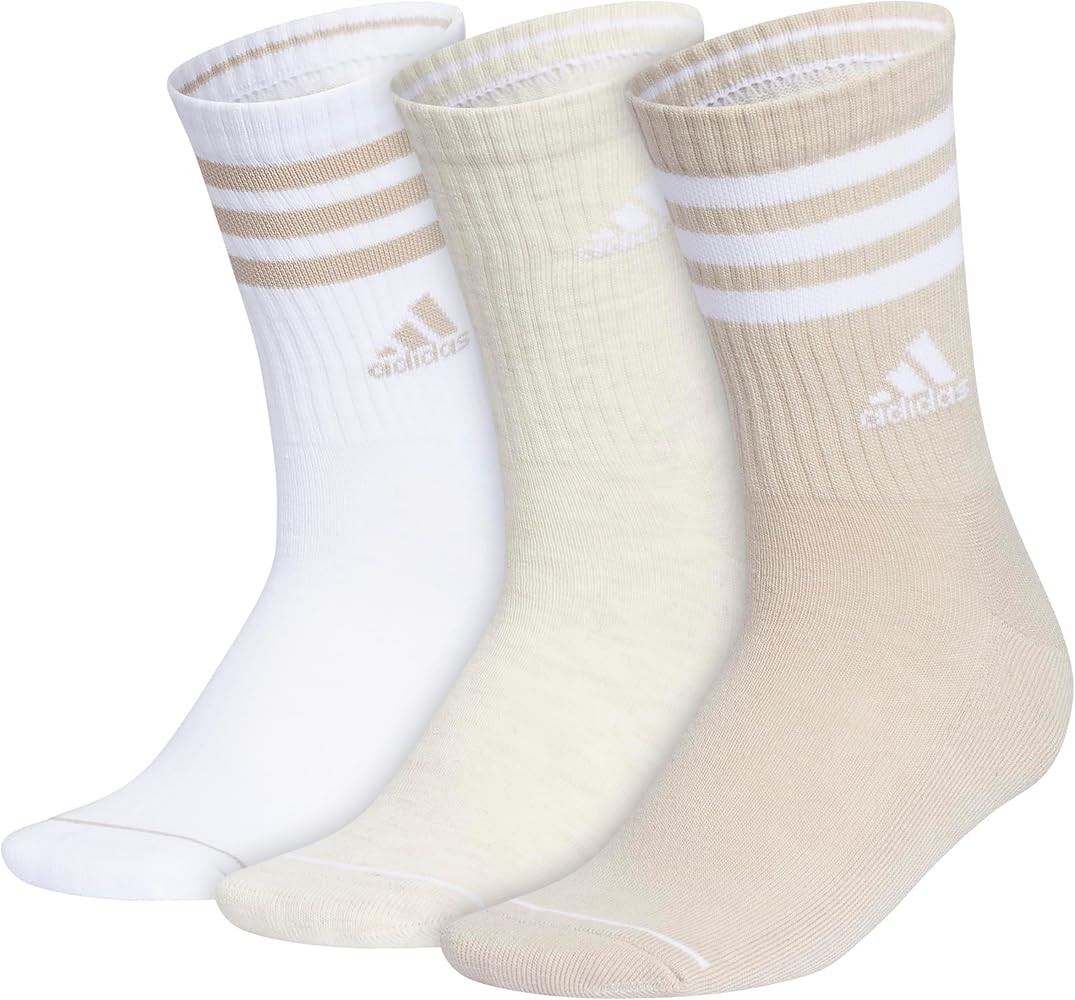 adidas Women's Crew Socks, 3-Stripe Cushioned Socks with Arch Compression, Comfortable, Stylish a... | Amazon (US)
