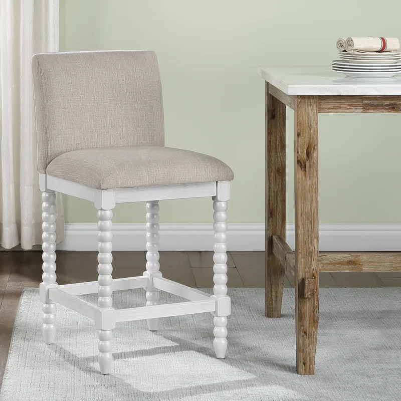 Carollyn 26" High Modern Farmhouse Turned Leg Beaded Counter Stool | Wayfair North America