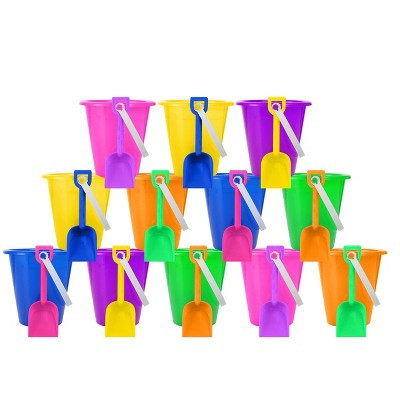 4E’s Novelty 12 Pack Beach Buckets with Shovels – 7" Sand Pails for Kids, Beach & Sandbox Play | Target
