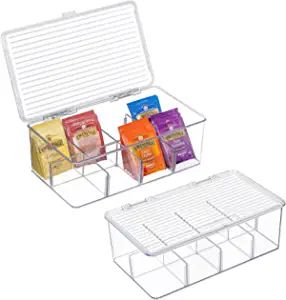2 Pack Stackable Tea Bag Organizer, Vtopmart Plastic Tea Storage Box for Kitchen Pantry Cabinets ... | Amazon (US)