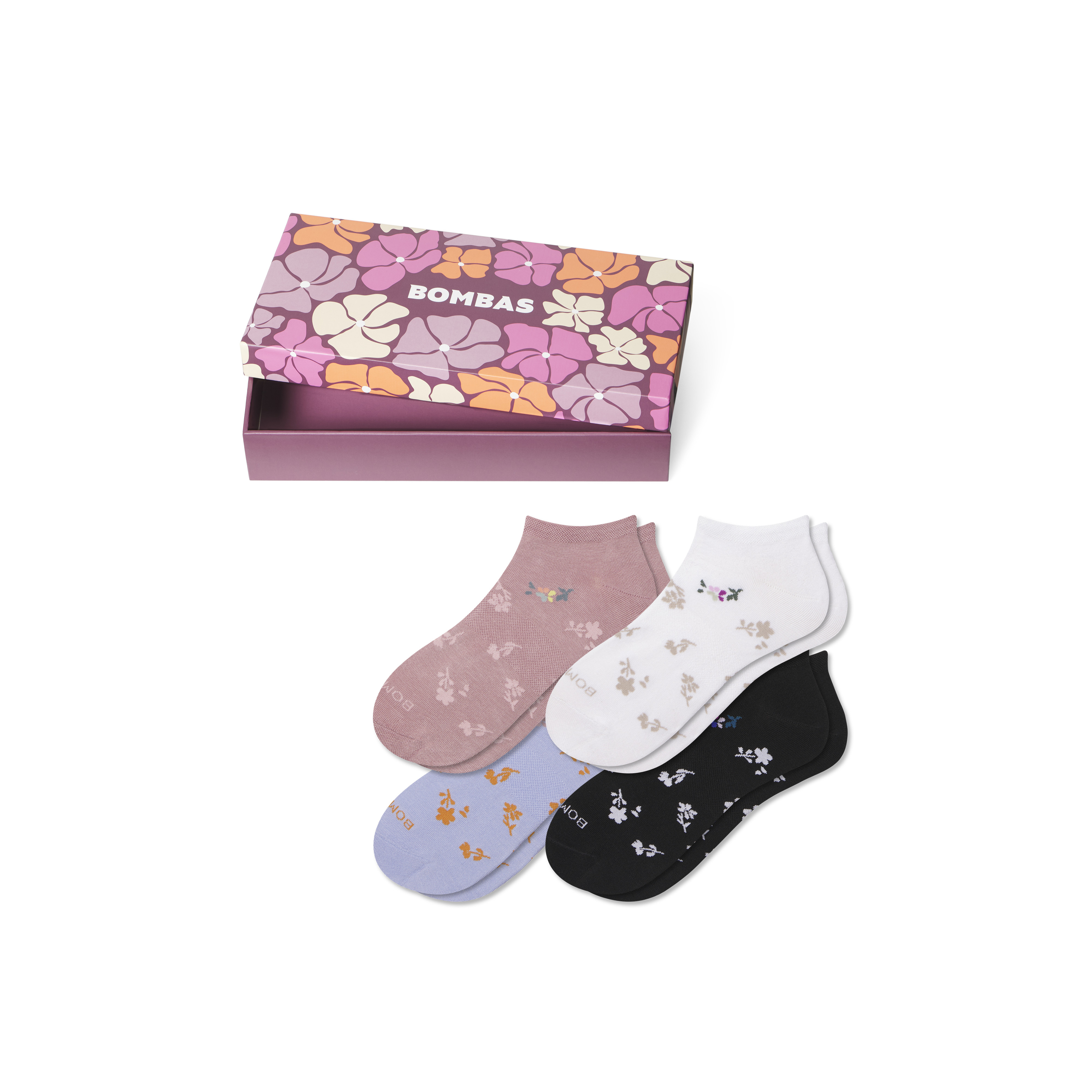 Mother's Day Lightweight Ankle Sock 4-Pack Gift Box - Floral Mix - Large - Cotton Blend - Bombas | Bombas