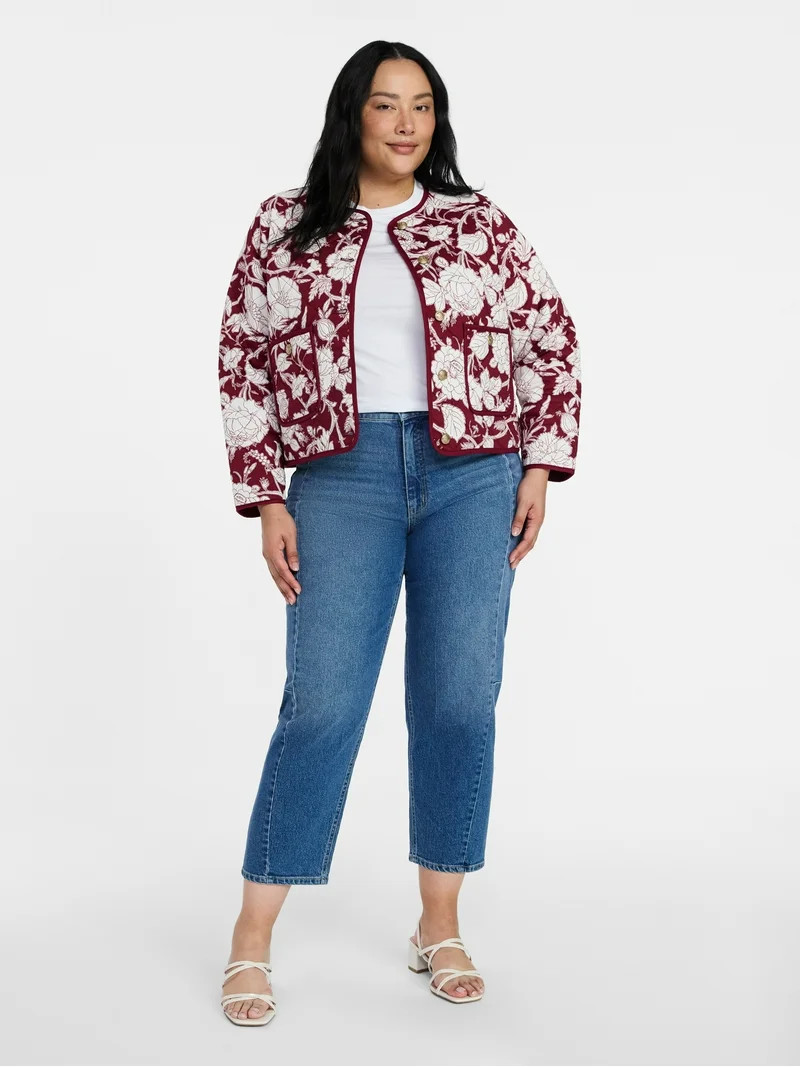 Time and Tru Women's Quilted Cotton Jacket, Sizes XS-XXXL | Walmart (US)
