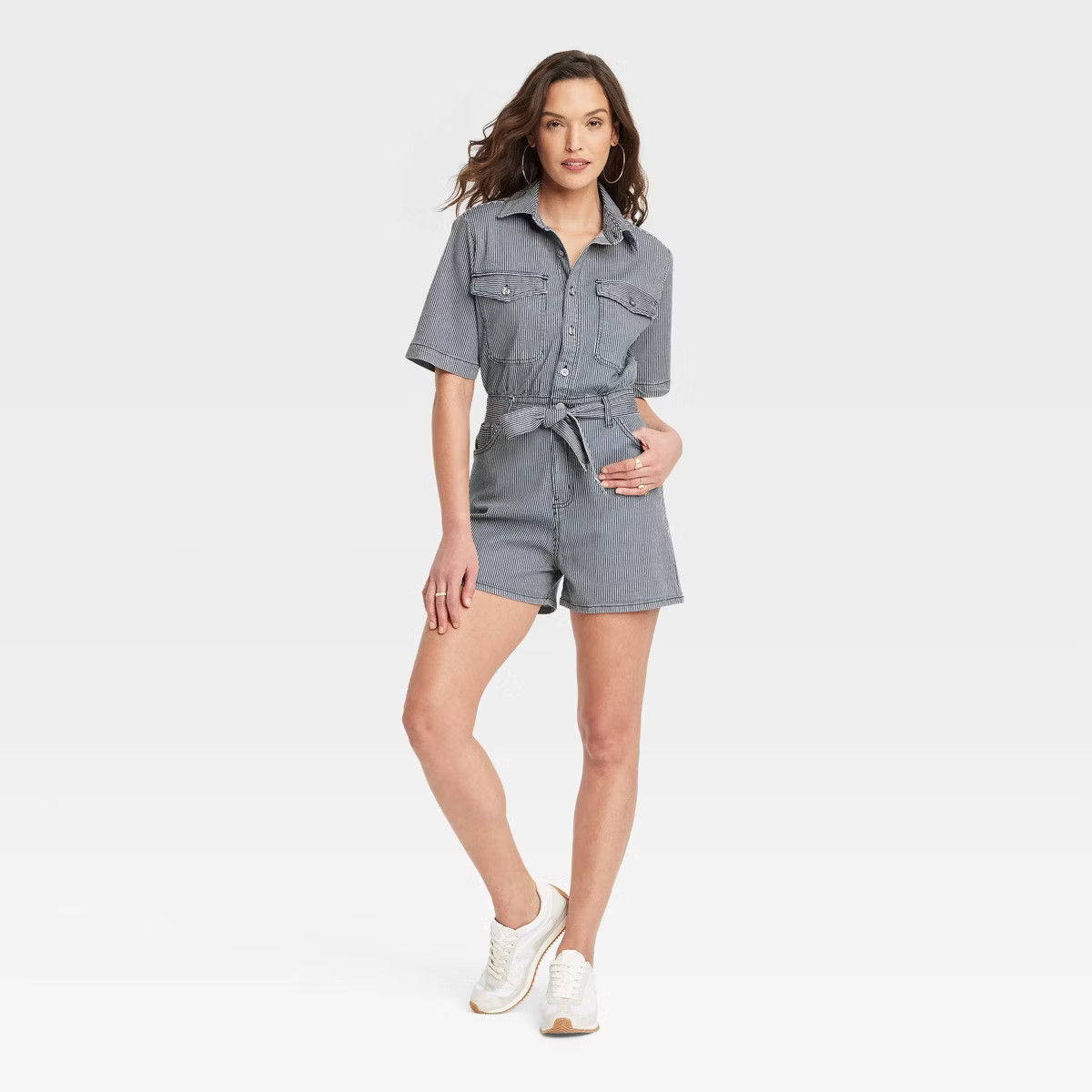 Women's Short Sleeve Denim Jumpsuit - Universal Thread™ Blue 4 | Target