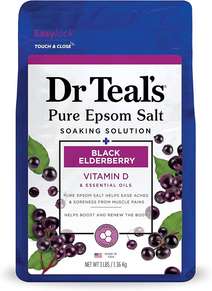 Dr Teal's Pure Epsom Salt Soak, Black Elderberry with Vitamin D, 3 lbs (Packaging May Vary) | Amazon (US)