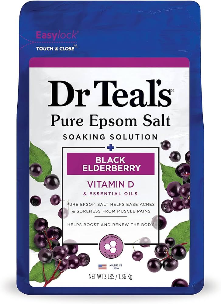 Dr Teal's Pure Epsom Salt Soak, Black Elderberry with Vitamin D, 3 lbs (Packaging May Vary) | Amazon (US)