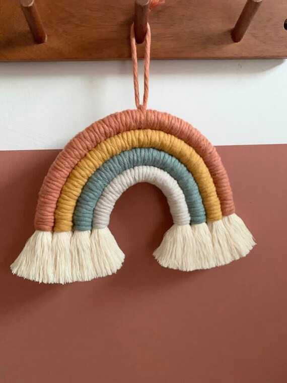 Modern Rainbow wall hanging small | nursery decor, child’s room, pregnancy reveal, macrame, kee... | Etsy (US)