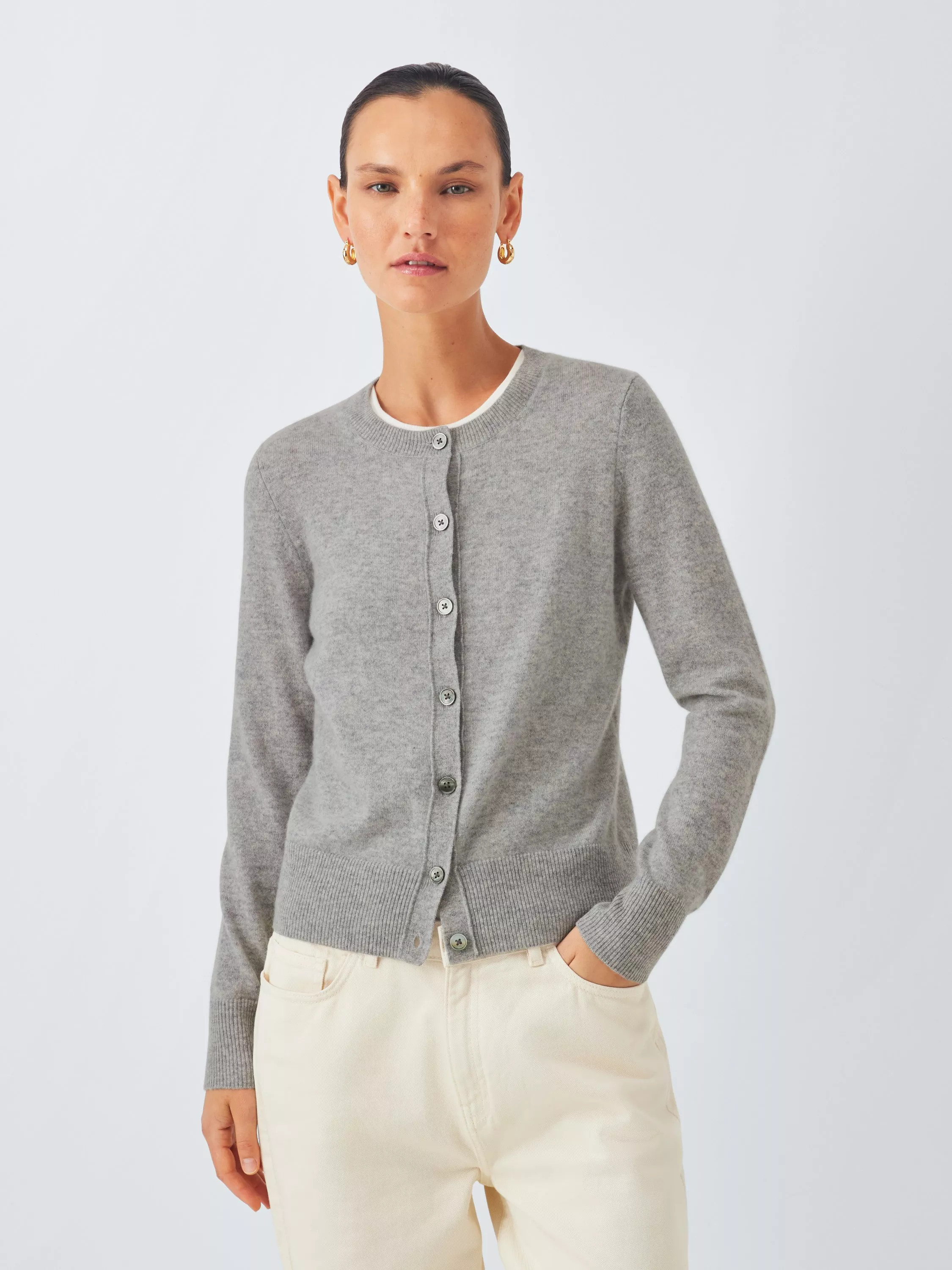 John Lewis Cashmere Crew Neck Cardigan | John Lewis (UK)