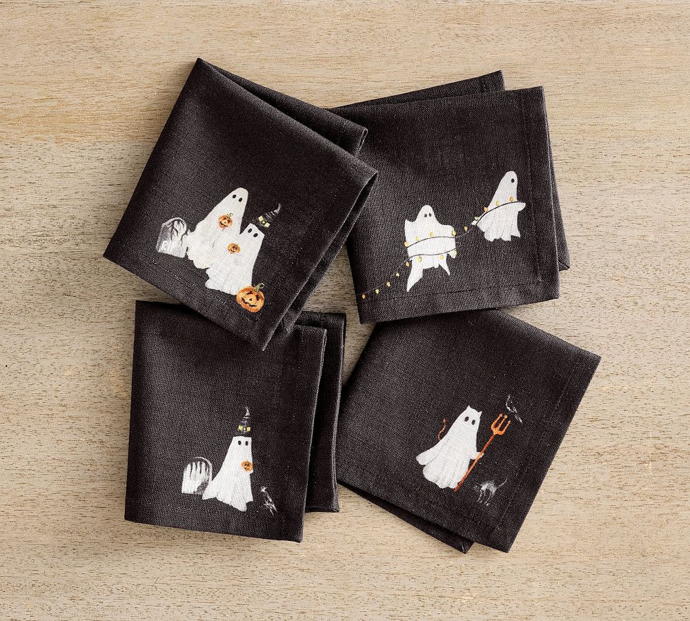 Scary Squad Organic Cotton Cocktail Napkins - Mixed Set of 4 | Pottery Barn (US)