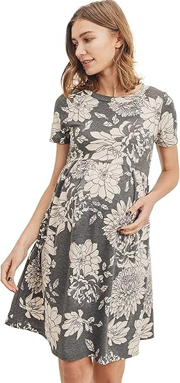 LaClef Women's Maternity Casual Mini T-Shirt Dress | Amazon (US)
