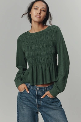 Pilcro Long-Sleeve Smocked Top | Anthropologie (US)
