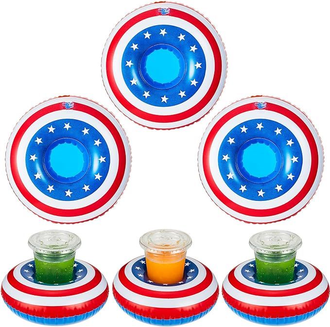 6 Pieces Inflatable Patriotic Drink Holder Patriotic Inflatable Cup Coasters Pool Drink Cup Holde... | Amazon (US)