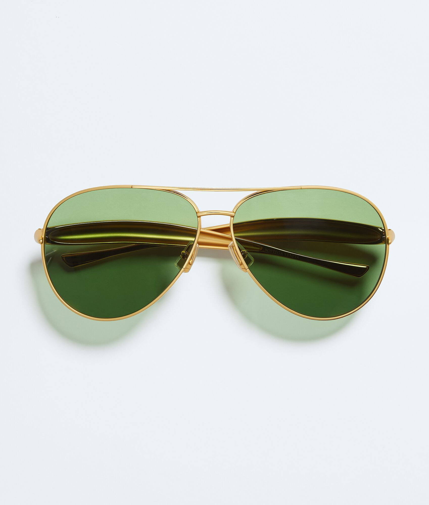 Sardine Aviator Sunglasses in Gold/green | Bottega Veneta US | Bottega Veneta
