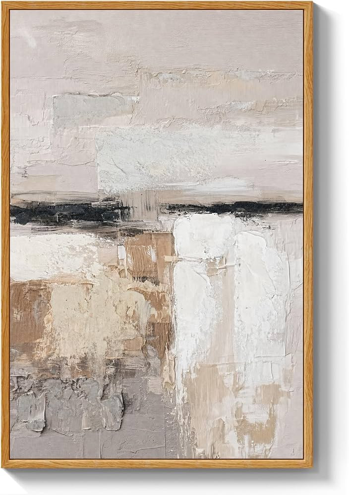 ARPEOTCY 3D Textured Large Framed Canvas Wall Art Prints, Hand-Painted Abstract Beige Earth Tone ... | Amazon (US)