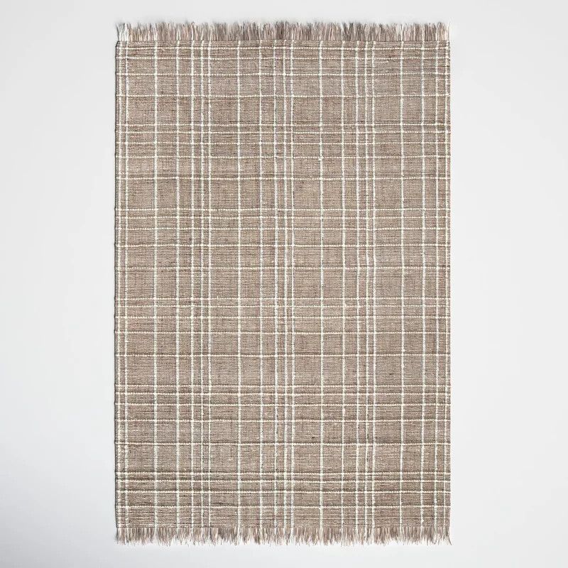 Janie Plaid Handmade Ivory/Brown Area Rug | Wayfair North America