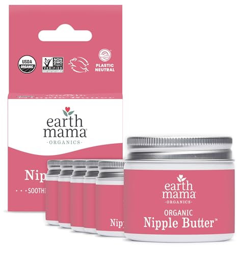 Earth Mama Organic Nipple Butter™ | Nipple Cream Safe for Breastfeeding | Postpartum Essentials for Nursing | Non Lanolin Nipple Cream, 2 fl oz (6-Pk) | Amazon (US)