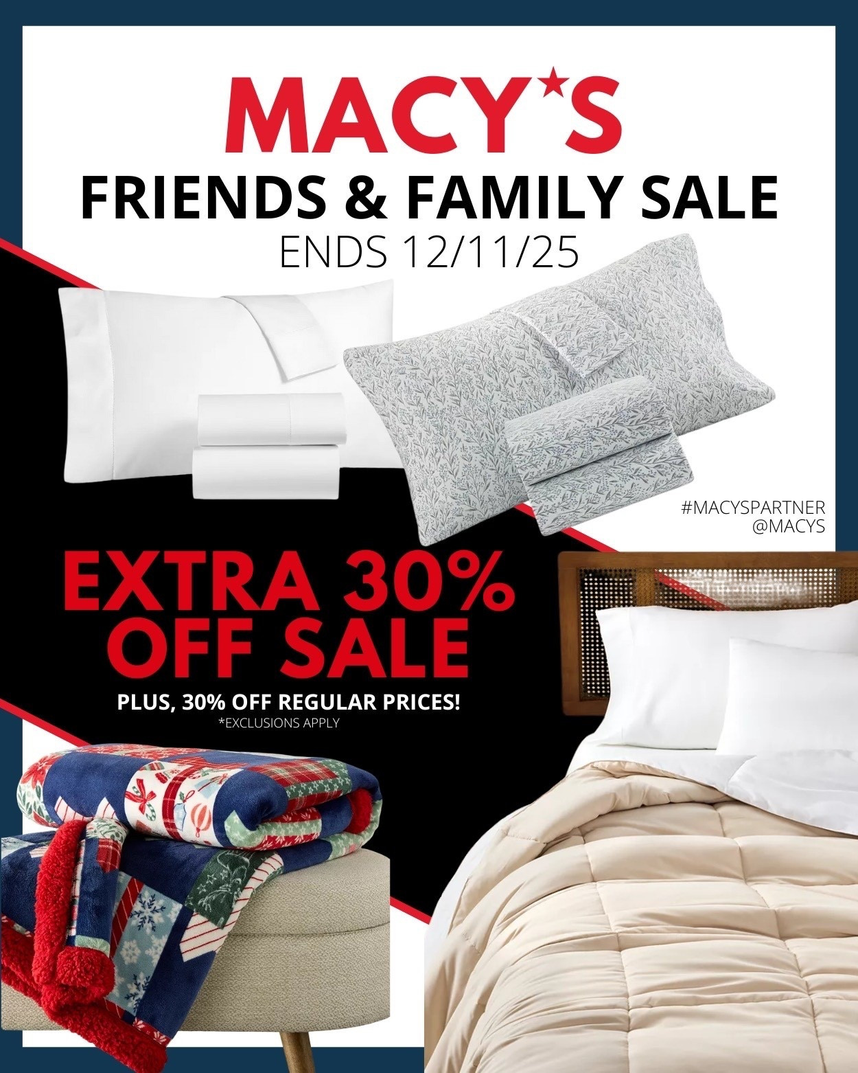 #MacysPartner @‌macys 🛏️❄️ Cozy season = officially ON! Macy’s Friends & Family Sale is live thru 12/11 with up to 30% off sitewide (exclusions apply), and the home deals are seriously steal-worthy right now.

Here’s what we’re loving for winter comfy vibes:
 ✨ Charter Club 550-thread-count cotton sheets for $59.50 shipped (reg. $170)
 ✨ Charter Club flannel sheets for just $21 (reg. $60)
 ✨ Down-alternative comforter for $31.92 shipped (reg. $80)
 ✨ Holiday Lane plush throw blanket for $29.99 (reg. $50)

Perfect for upgrading your own bed or gifting all the cozy this holiday season! Grab your faves now while you still can! 😍🛌

#LTKHome #LTKHoliday #LTKGiftGuide