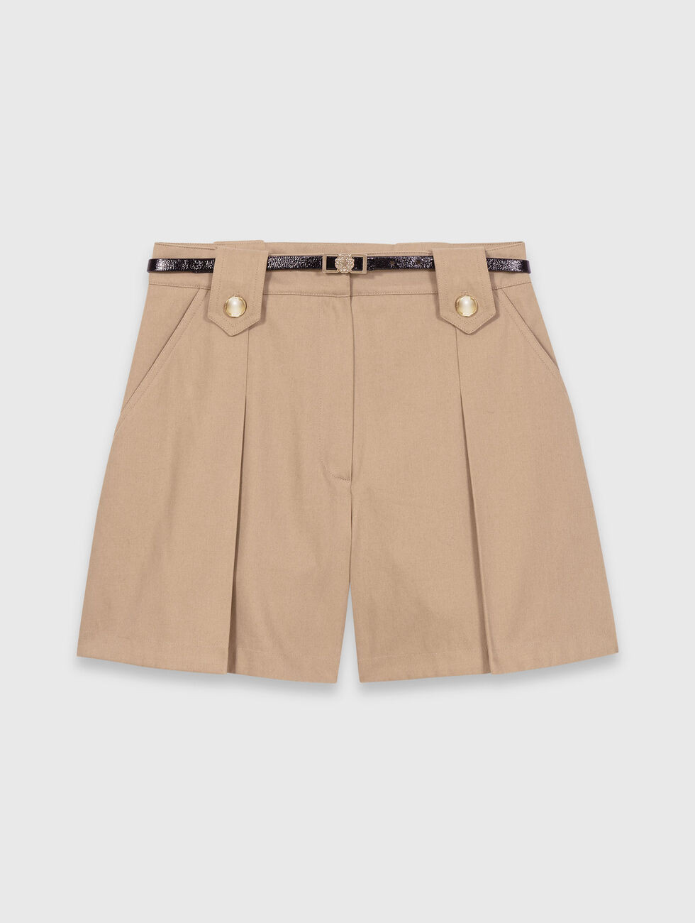 Pleated cotton shorts Natural for Women | Maje | Maje US