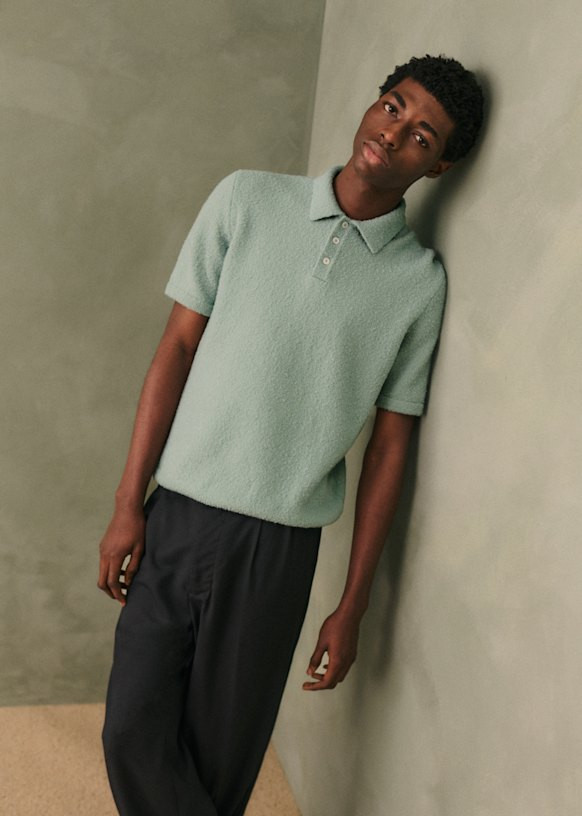 Caleb Knit Polo - Sea Green - Wool - Sézane | Sezane Paris - US