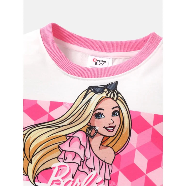 Barbie Girls Graphic Sweatshirts with Pink Plaid Pleated Skirt Set 2 Pieces Outfit Set Sizes 5-12 | Walmart (US)