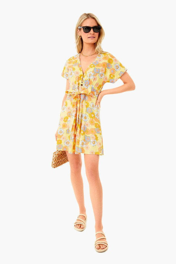 Yellow Vintage Floral Camila Mini Dress | Tuckernuck (US)