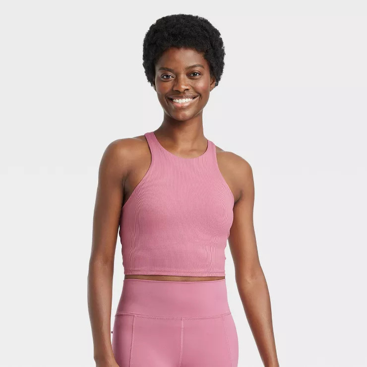 Women's Light Support Ribbed Flex Cropped Sports Bra - All in Motion™ | Target